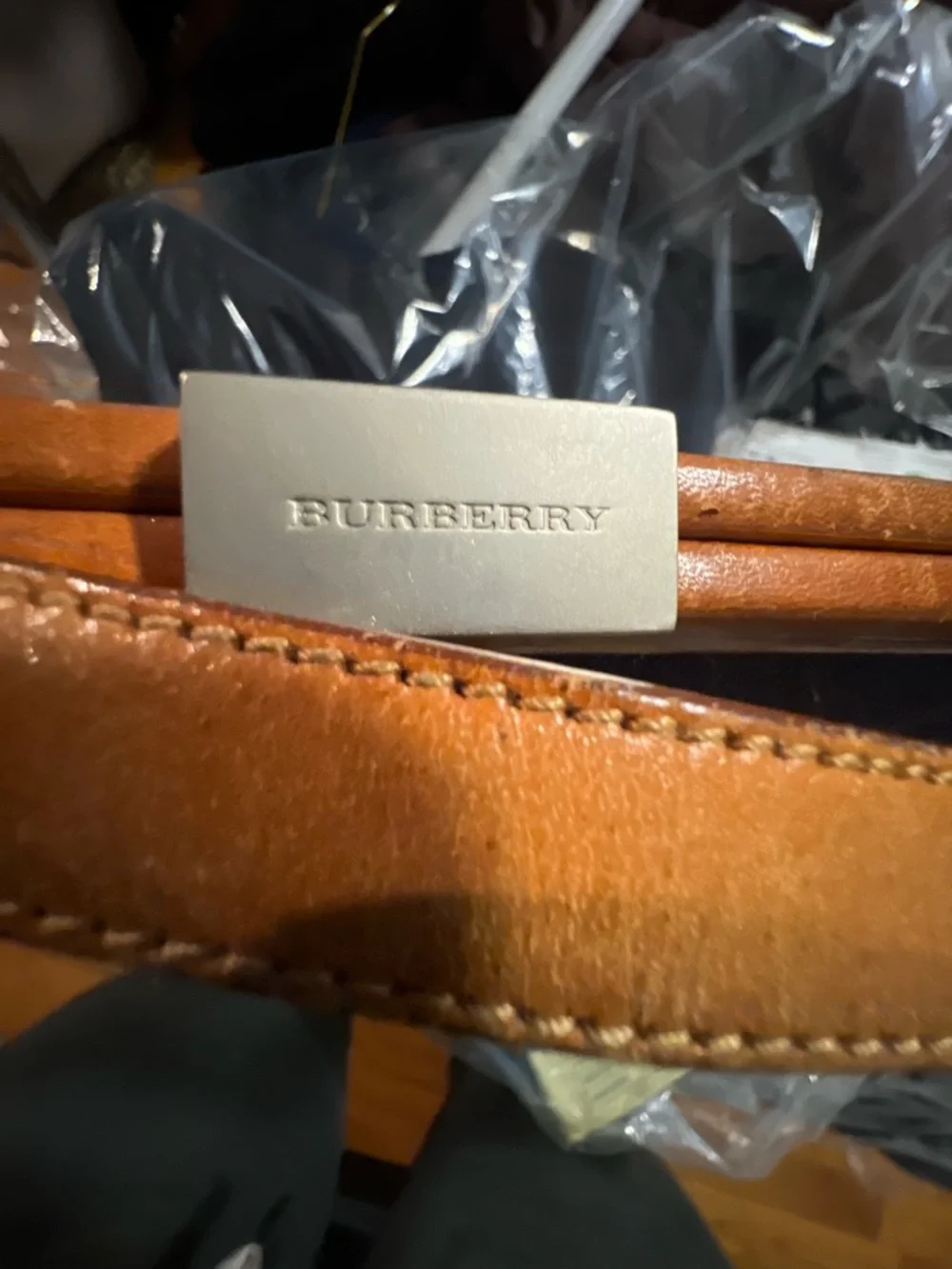 Burberry Navy and Beige Plaid Top-Frame Satchel - Picture 8 of 11